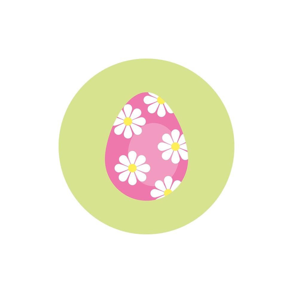 easter egg painted with flowers block style vector