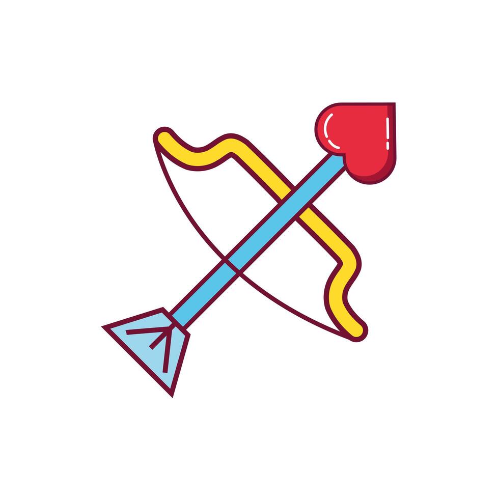 arch with arrow heart line and fill style vector