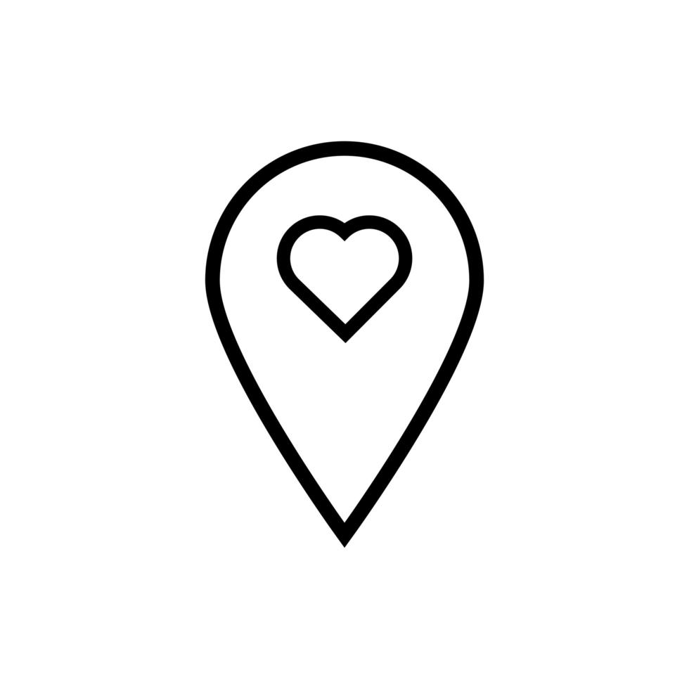 happy valentines day pin location with heart line style vector