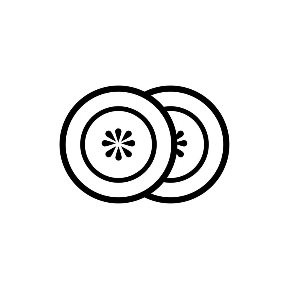 fresh cucumber sliced line style vector