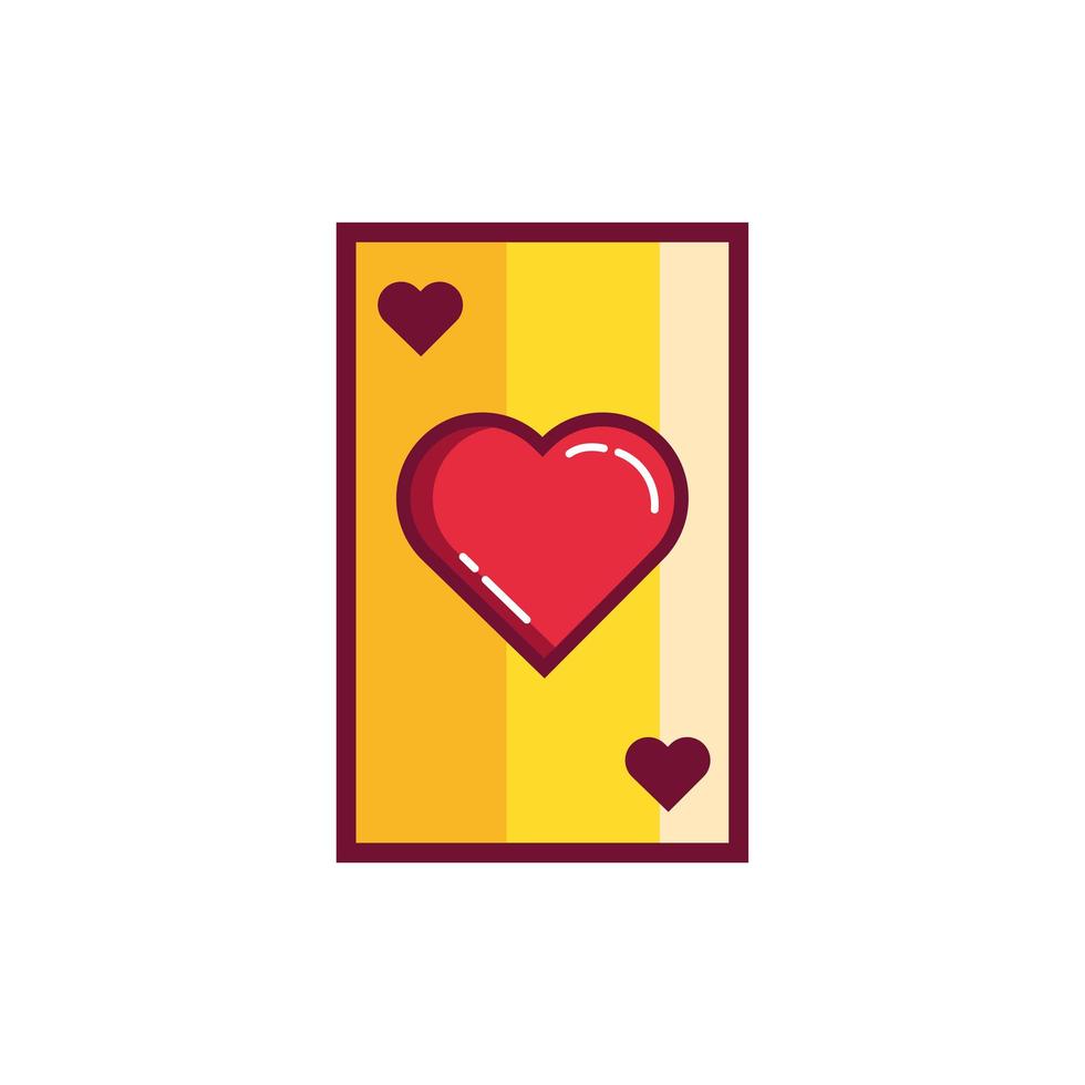 happy valentines day poker card with heart line and fill style vector