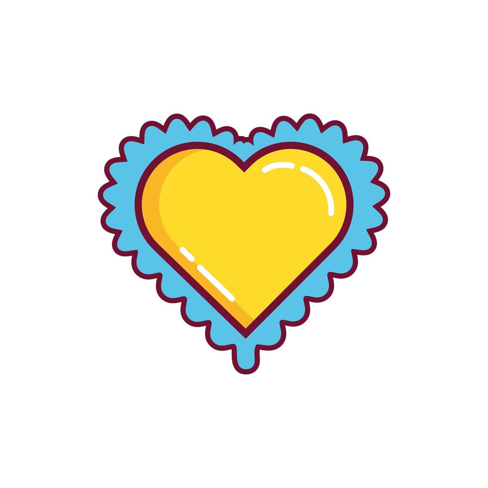 happy valentines day heart with lace line and fill style vector