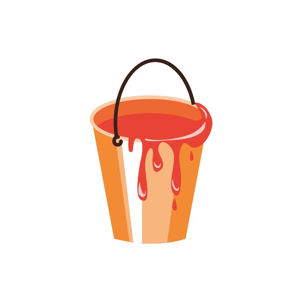 paint bucket tool construction isolated icon vector