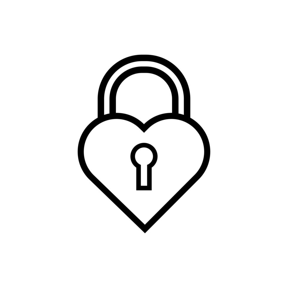 happy valentines day heart padlock line style vector