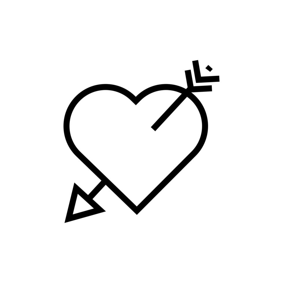 happy valentines day heart with arrow line style vector