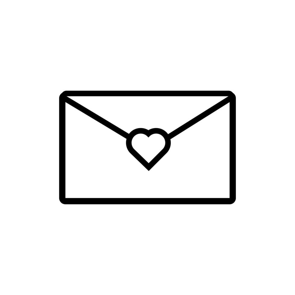 happy valentines day envelope with heart line style vector