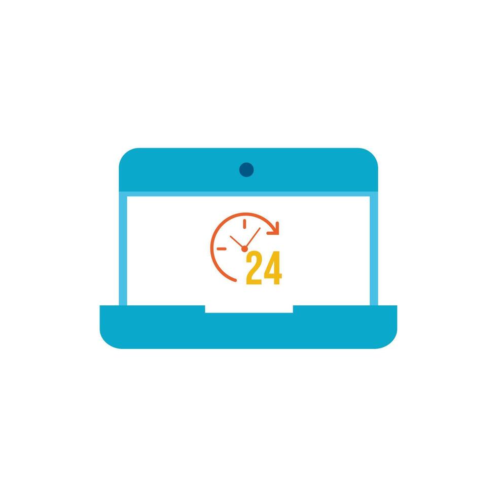 24 hours signal with arrow in laptop vector