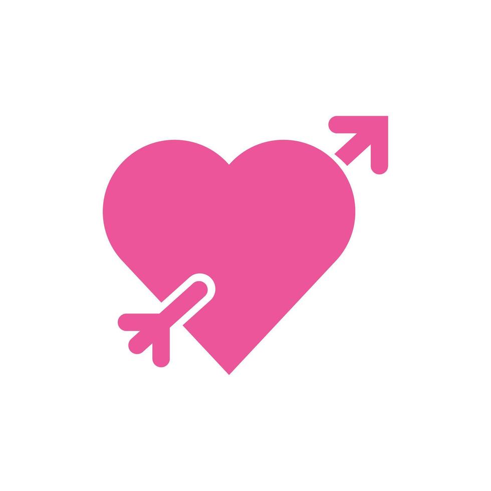 happy valentines day heart with arrow crossed vector