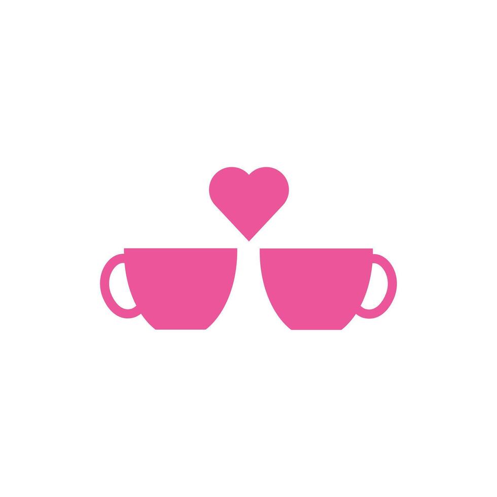 happy valentines day coffee cups and heart vector