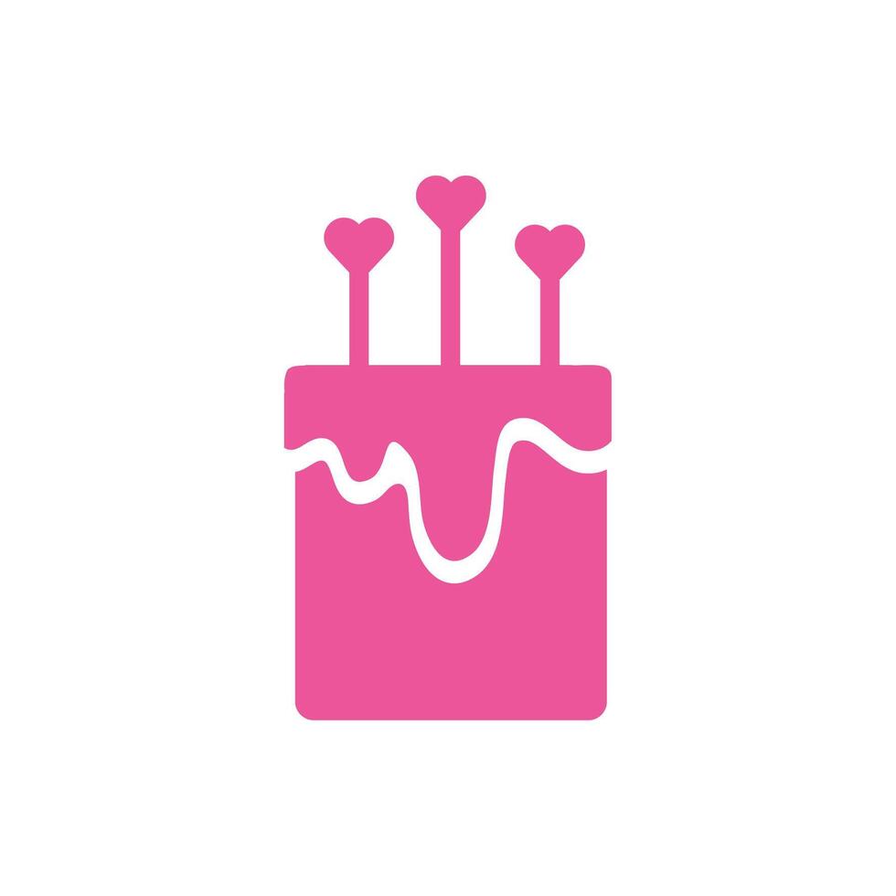 happy valentines day cake with hearts icons vector