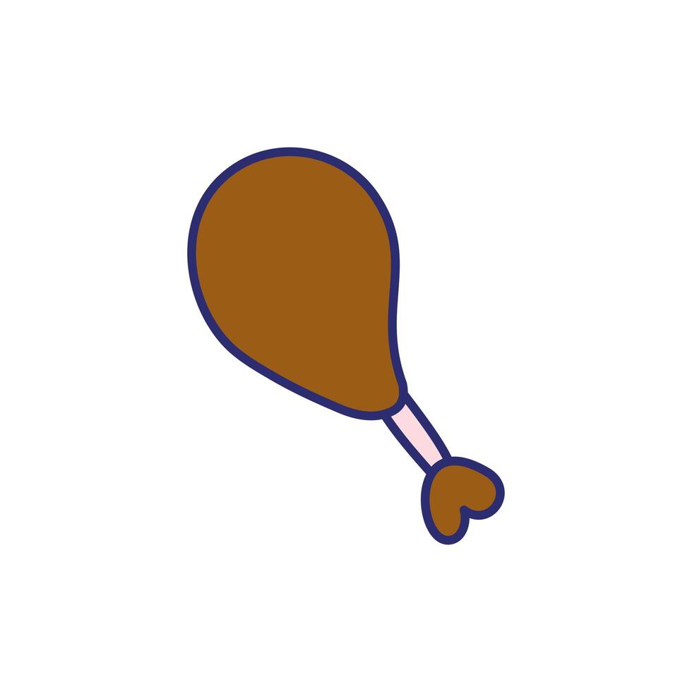 Icono aislado de carne de muslo de pollo vector