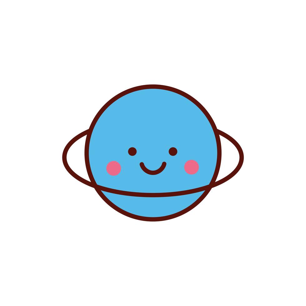 Lindo icono de personaje de cómic kawaii planeta saturno vector