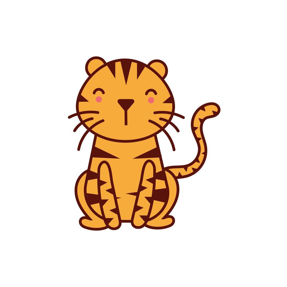 cute tiger animal comic character vector