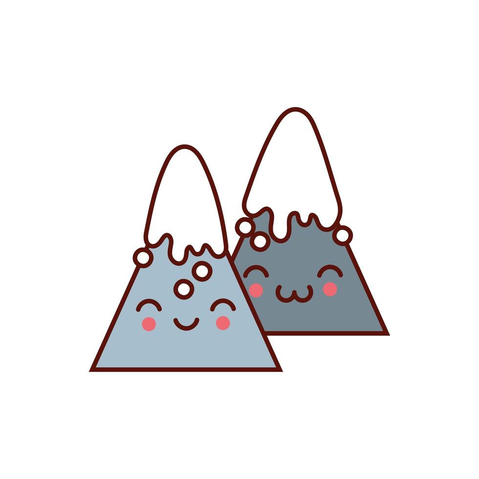 moutains snow kawaii comic characters vector