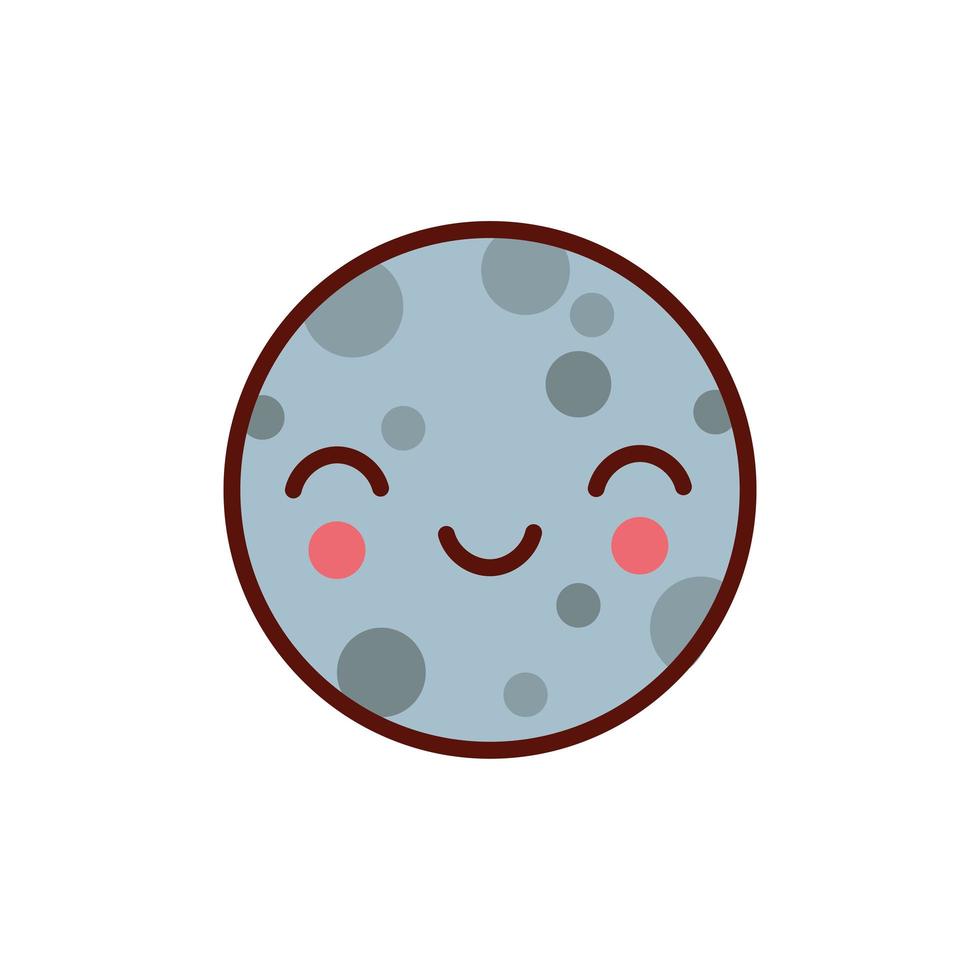 cute moon kawaii comic character icon vector