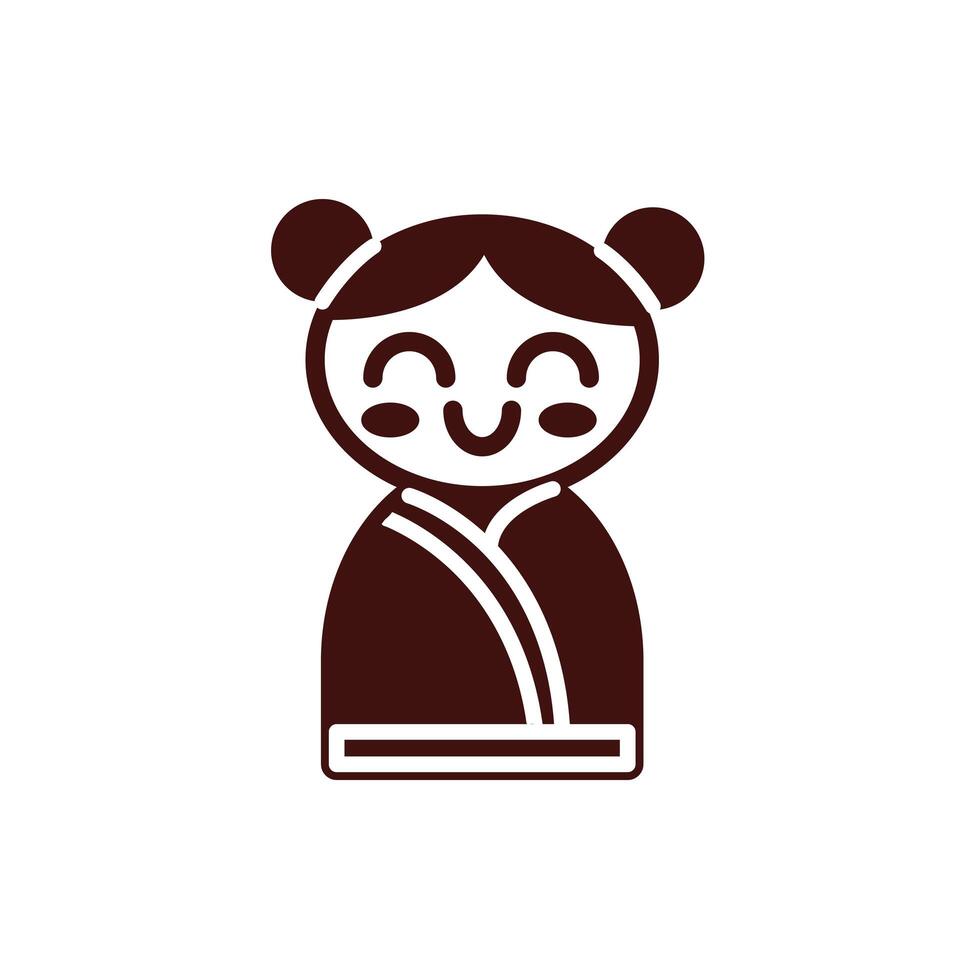 chinesse little girl decoration new year vector