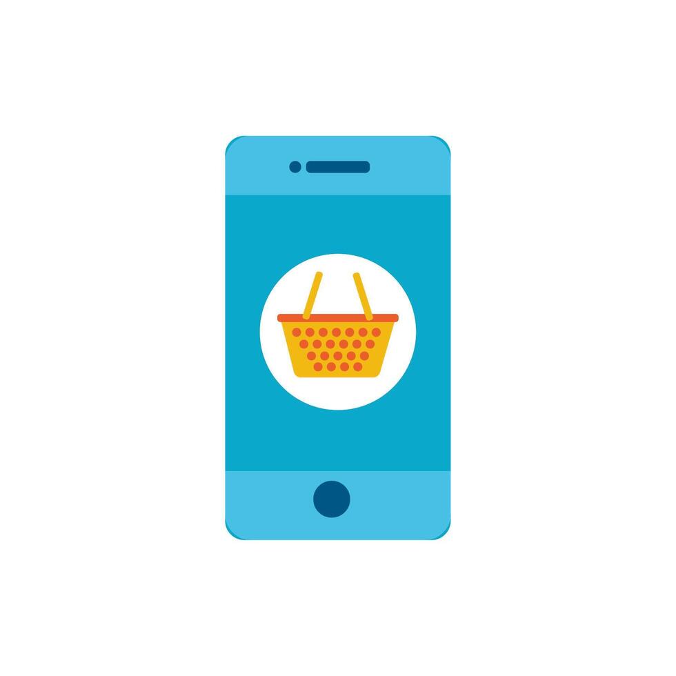 smartphone with shoping basket ecommerce icon vector