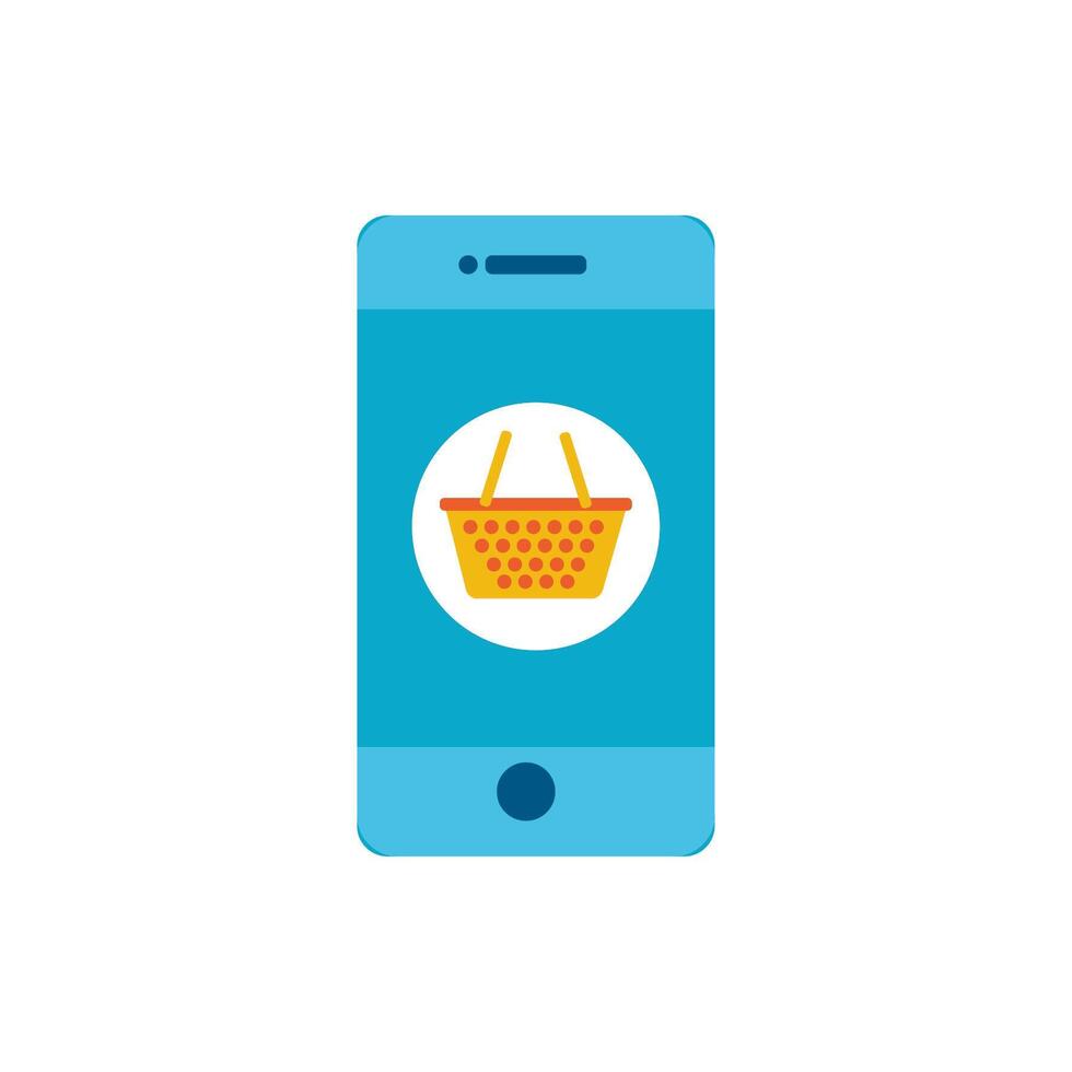 smartphone with shoping basket ecommerce icon vector