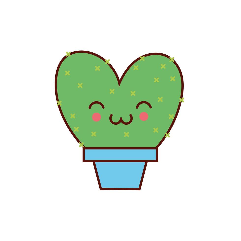 Linda planta de cactus en maceta icono de personaje kawaii vector