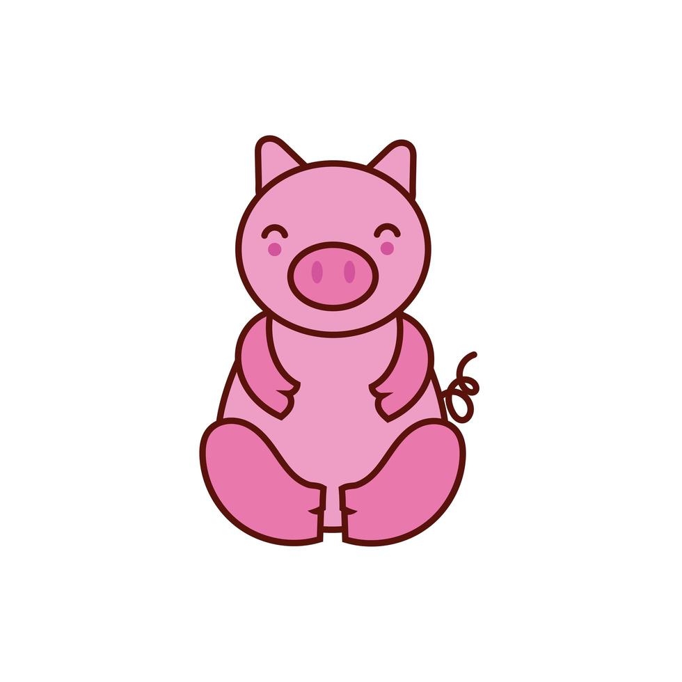 cute pig animal comic character vector