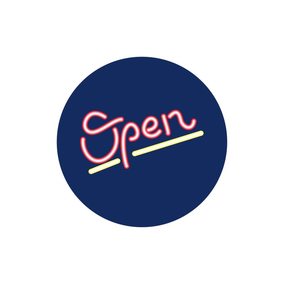 open word neon light icon vector