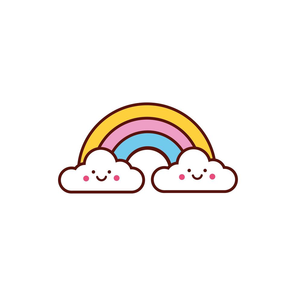 cute rainbow kawaii comic character icon vector