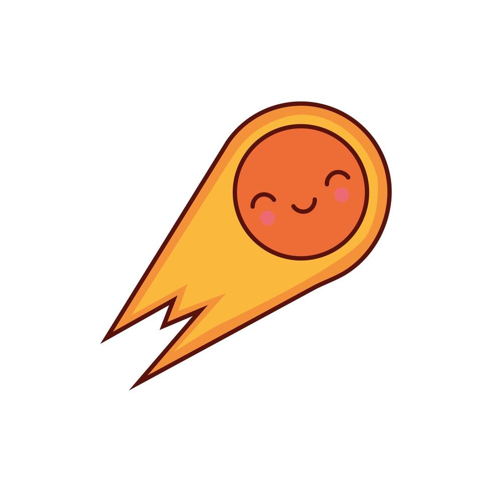 cute meteorite kawaii comic character icon vector