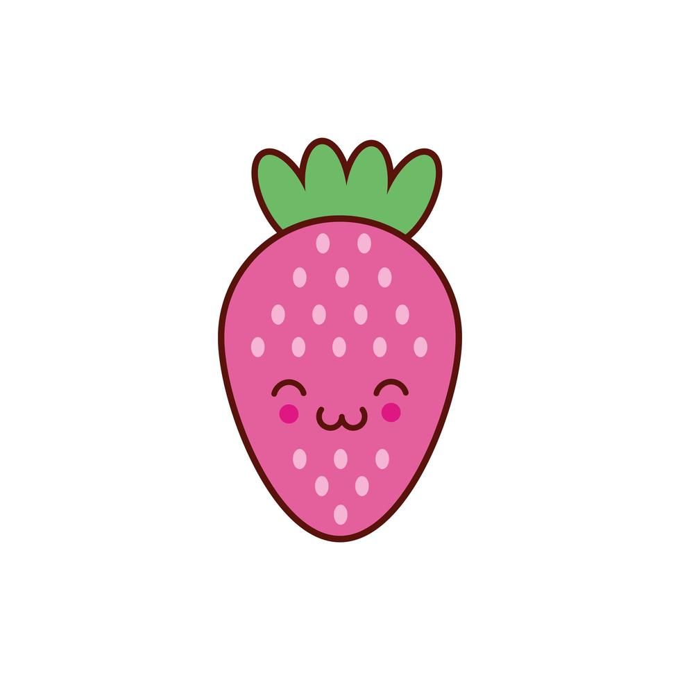 cute strawberry fruit kawaii character vector