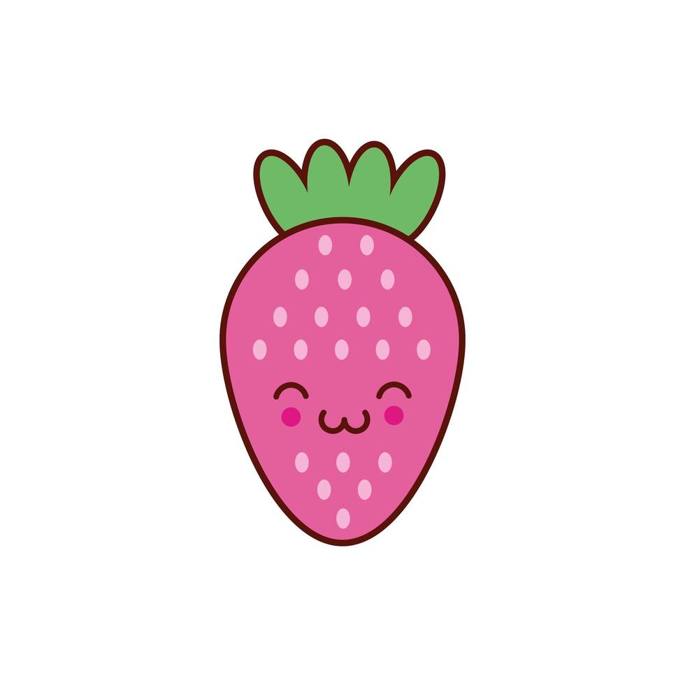 cute strawberry fruit kawaii character vector