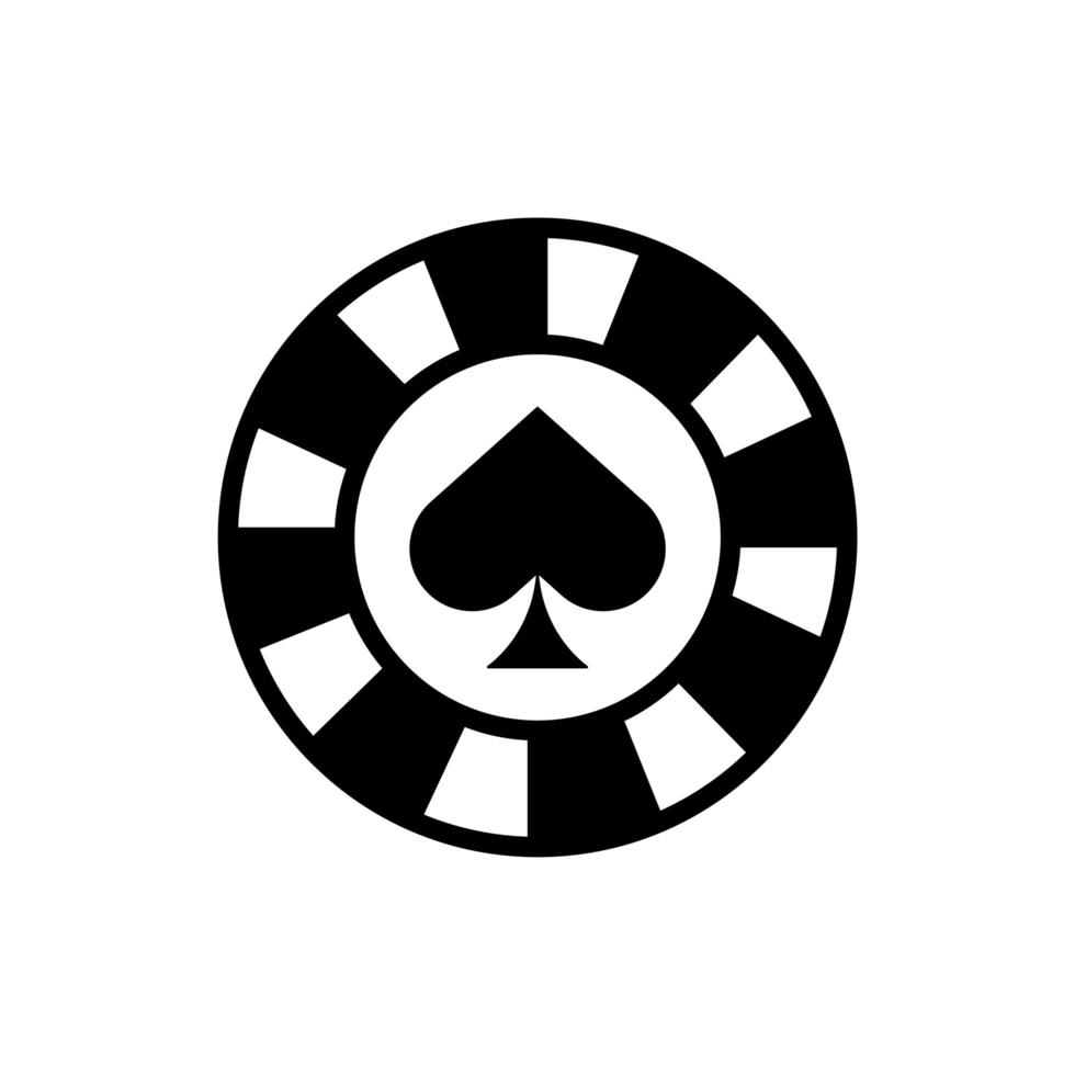 Ficha de casino con icono aislado de pala vector