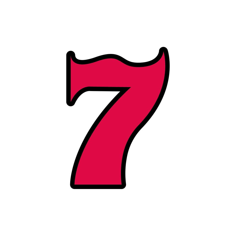 Icono aislado de la figura de siete números vector