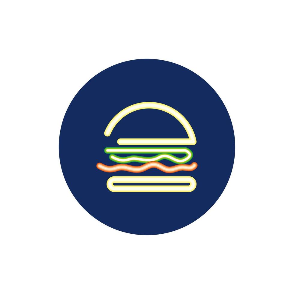 hamburger fast food neon lights vector