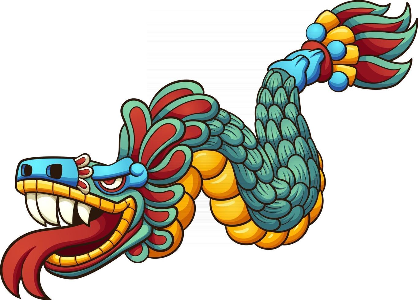 Cartoon Quetzalcoatl serpent vector