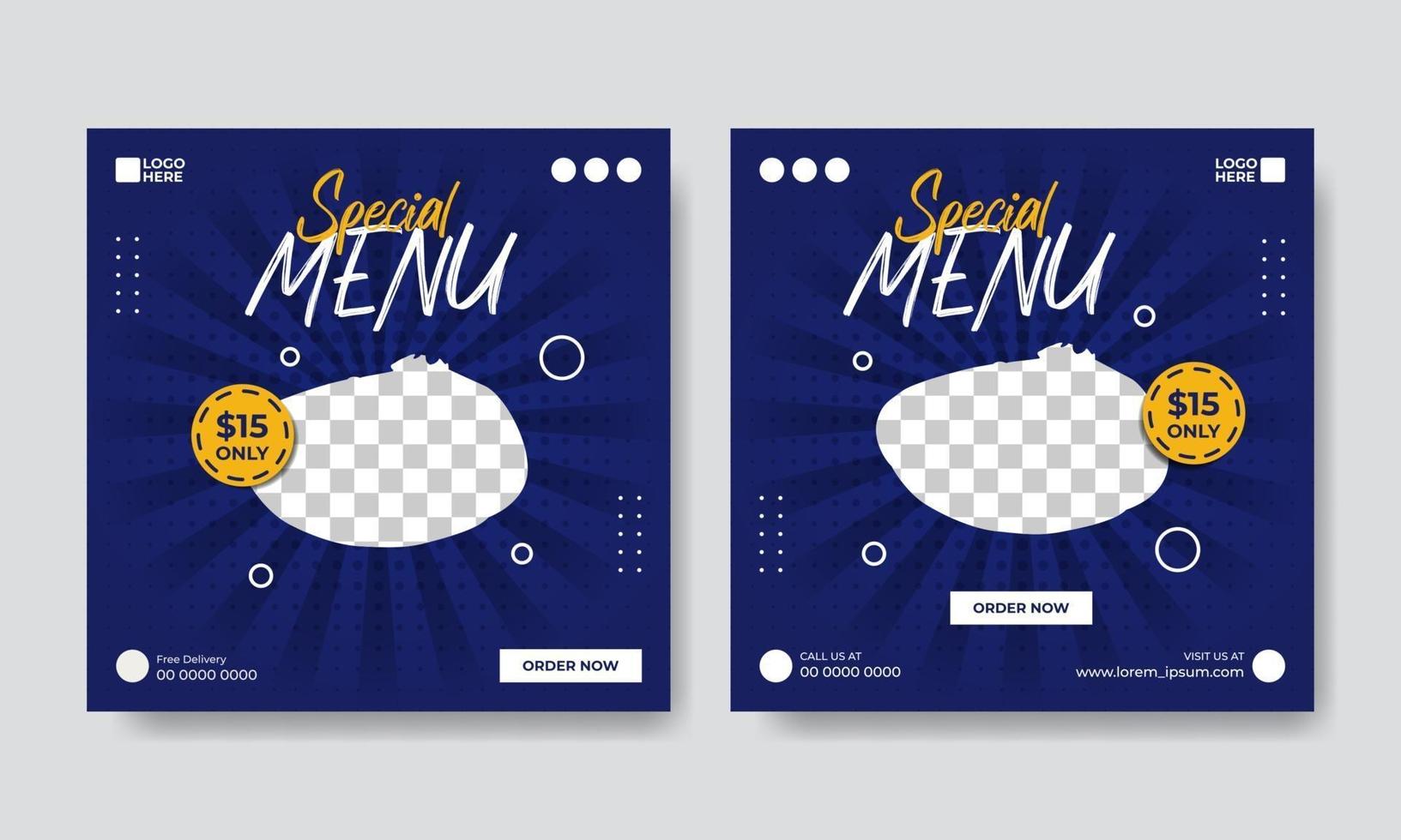 Flyer or social media post template food menu themed vector