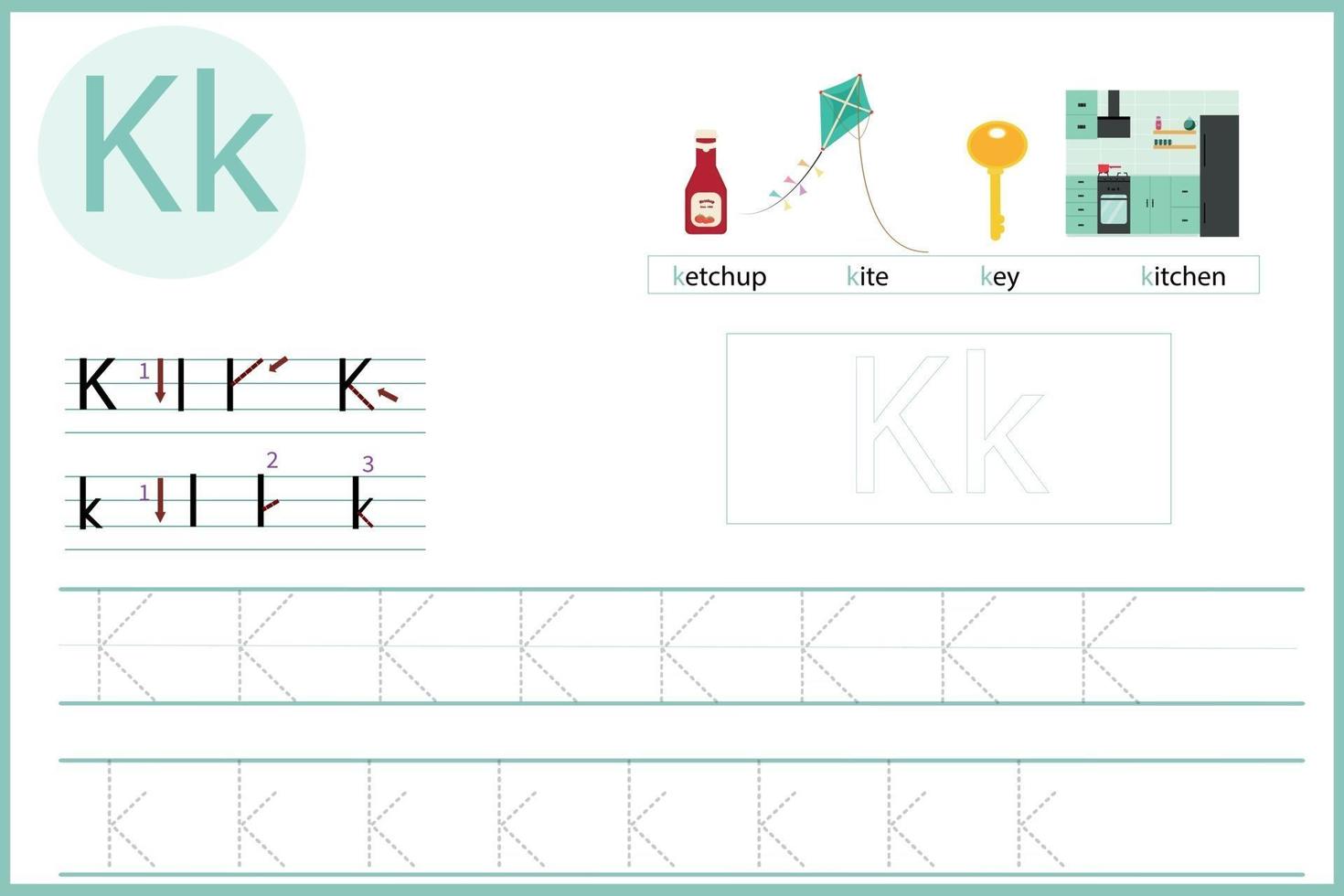learn the letter K vector