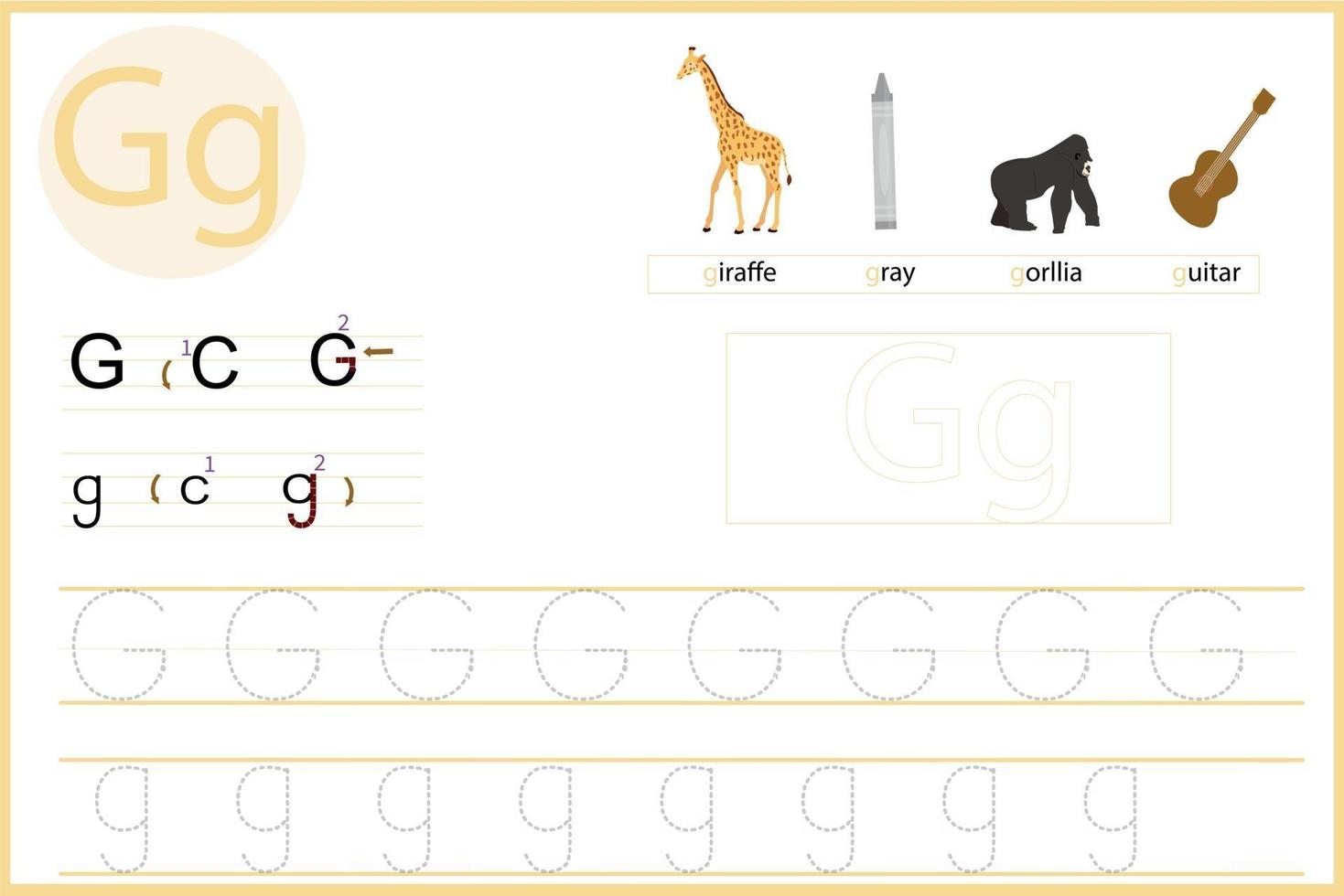 learn the letter G vector