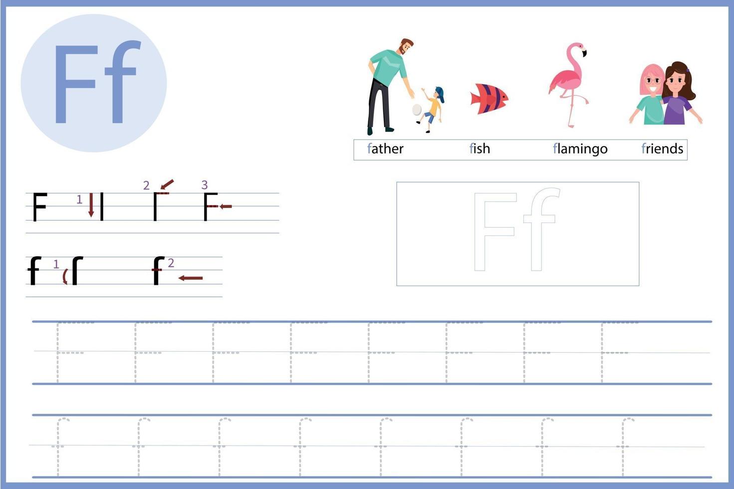 aprende la letra f vector