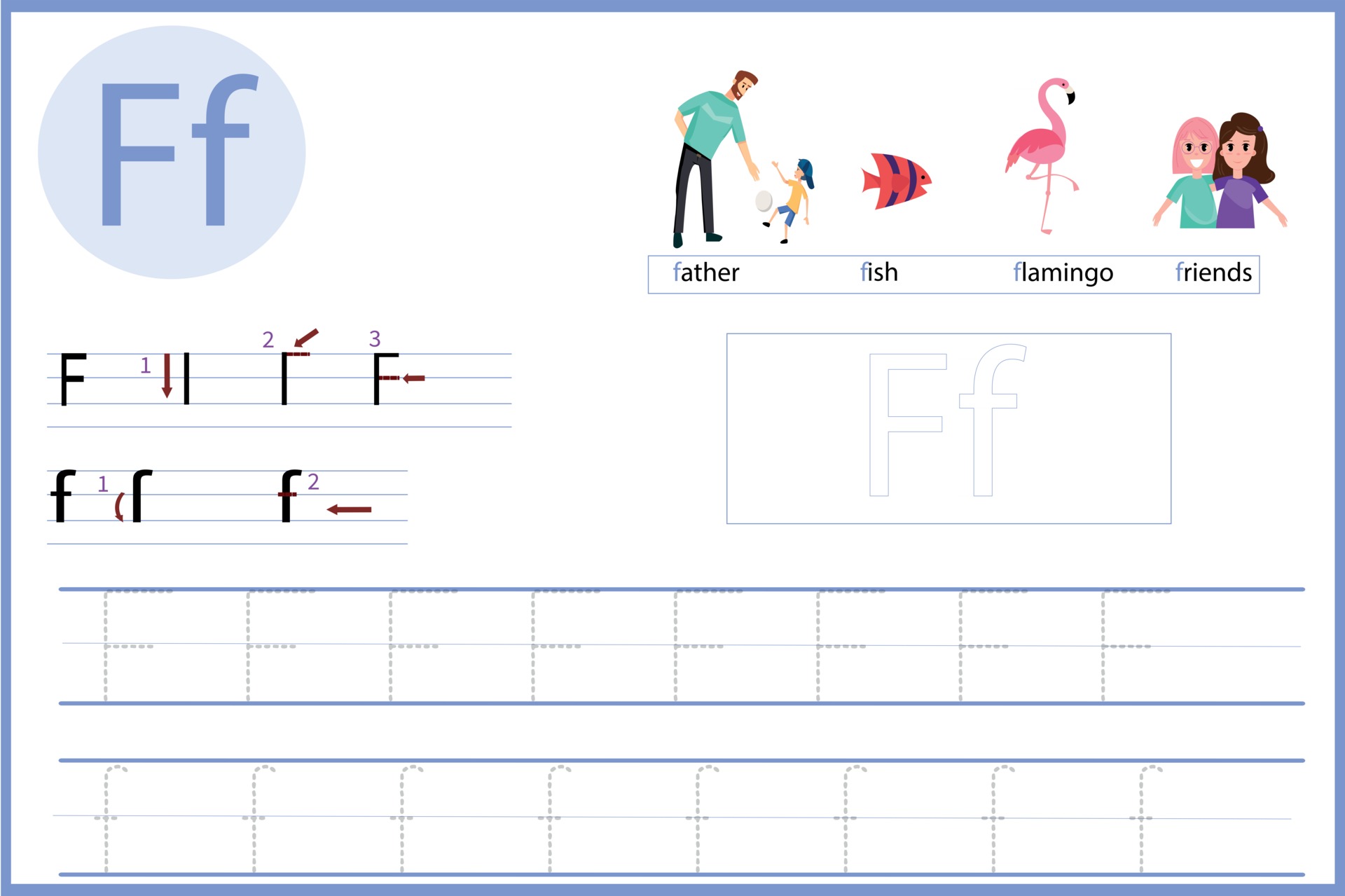 learn the letter F 2572373 Vector Art at Vecteezy