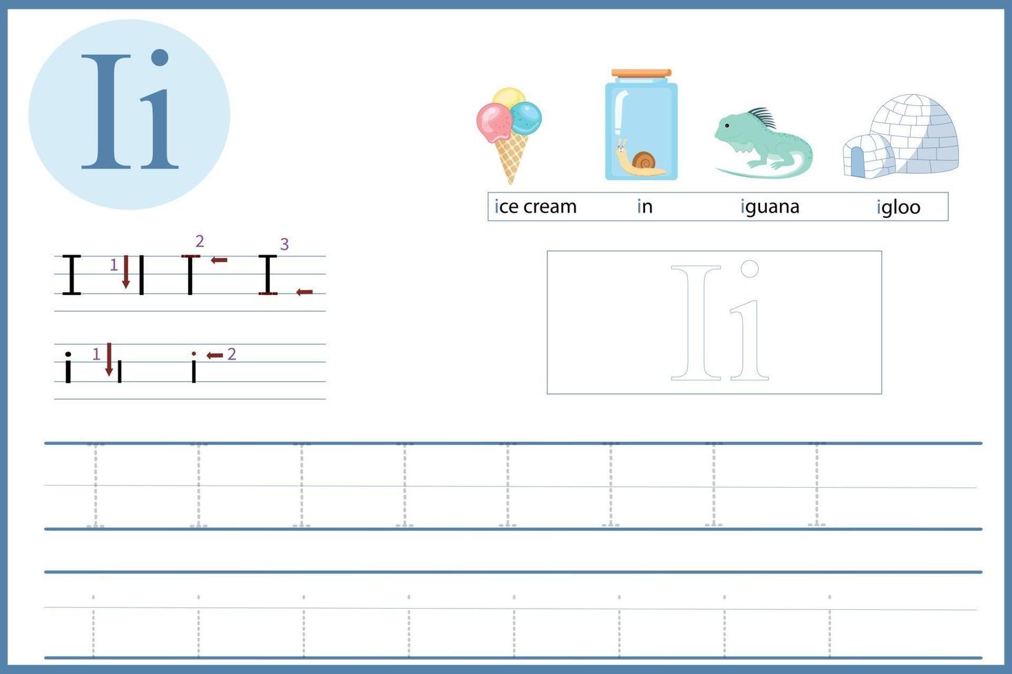 learn the letter I vector