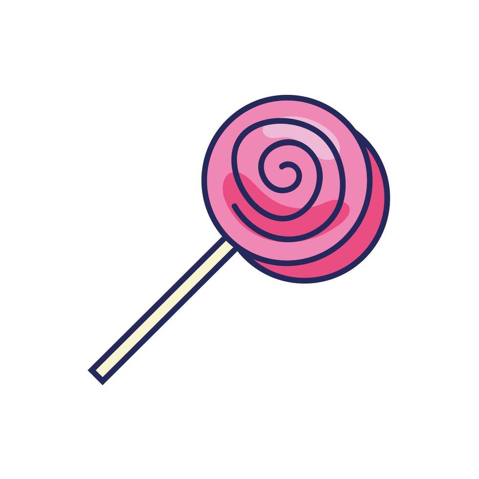 sweet spiral lollipop confetti isolated icon vector