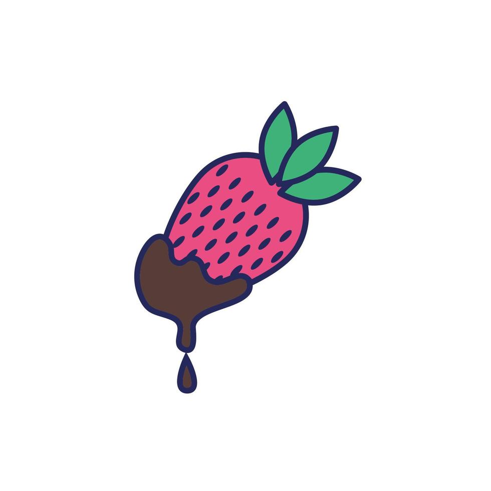 sweet strawberry with chocolate cream vector