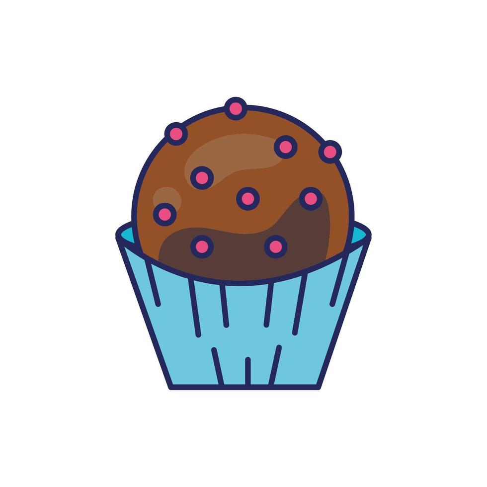 dulce delicioso icono de pastelería cupcake vector