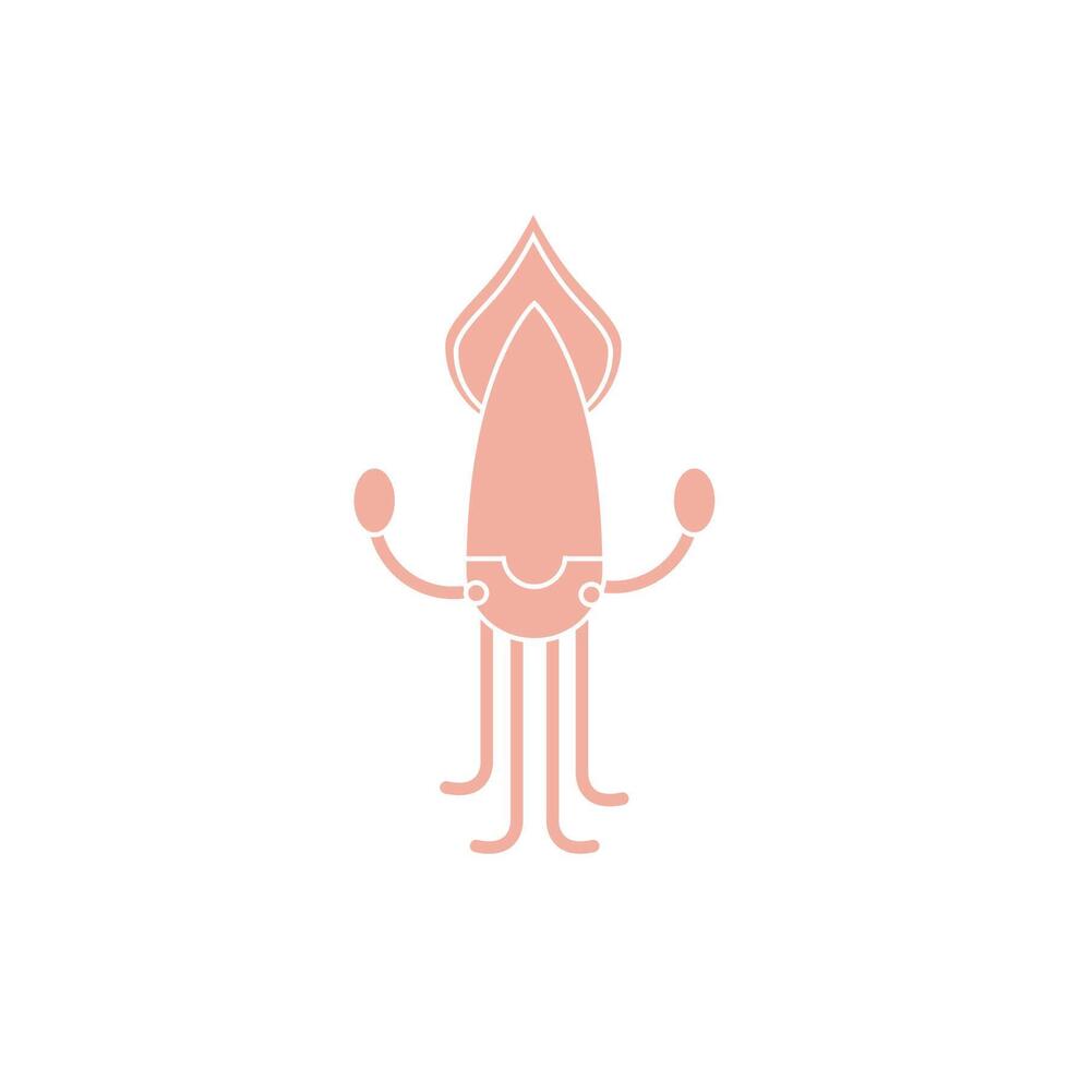 squid sea life animal isolated icon vector