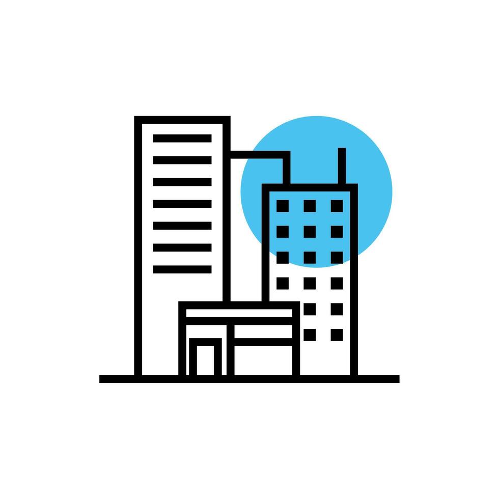 buildings cityscape scene line style icon vector