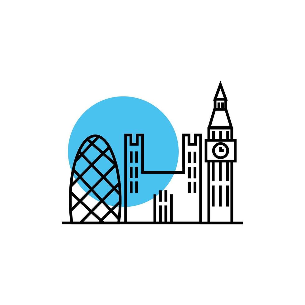 buildings and church cityscape scene line style icon vector