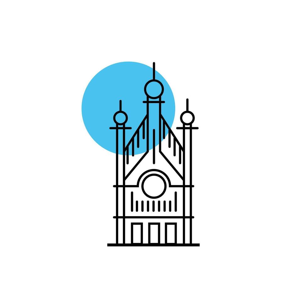 church temple facade isolated icon vector