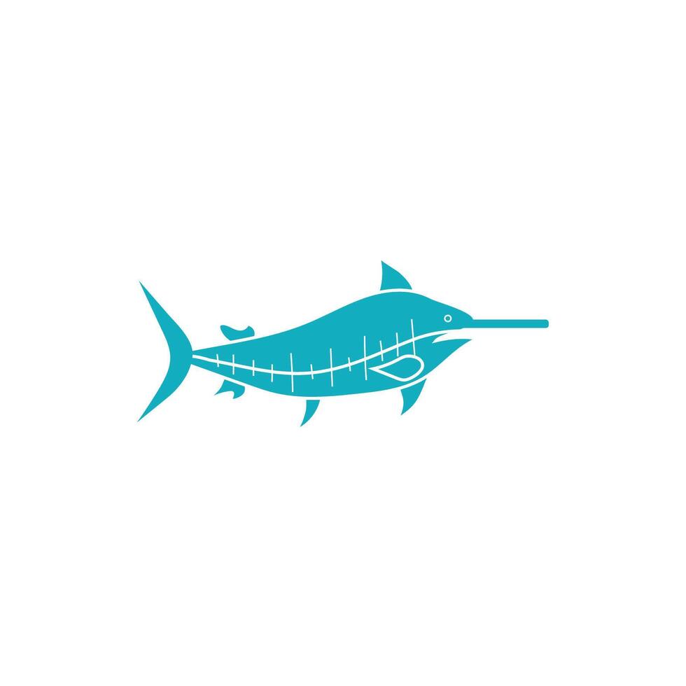 swordfish sea life animal isolated icon vector