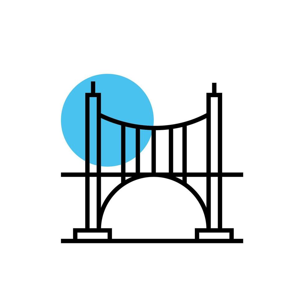 puente, ciudad, escena, aislado, icono vector