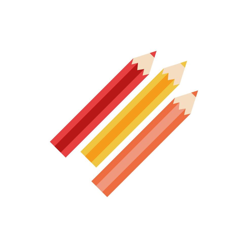 pencils colors supplies isolated icon vector
