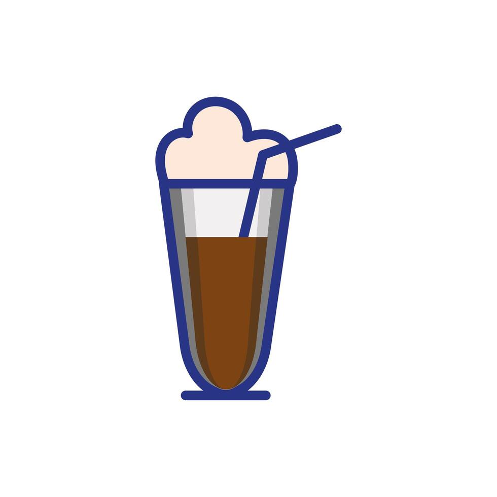 Helado de café en copa icono aislado de bebida vector